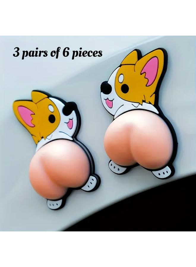 3 Pairs Of 6pcs 3D Cartoon Puppy Car Door Anti Collision Silicone Stickers - Image 5