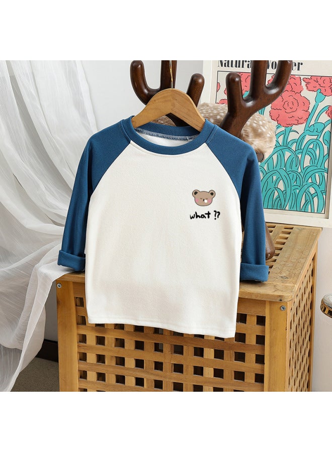 Children's Base Shirt Cartoon Bear Print Boy's Long Sleeve T-shirt Female Baby's Cute Korean Autumn Top Children's Wear