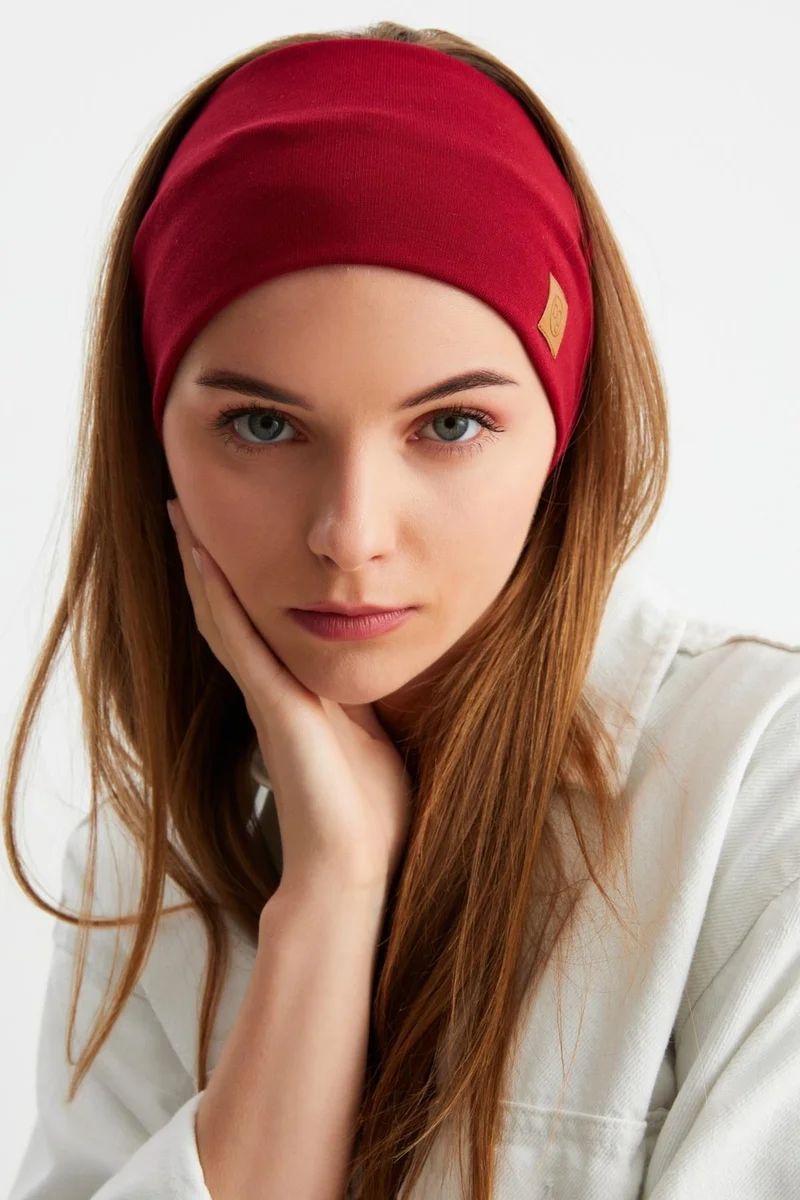 Butikgiz White-Burgundy 2-Pack Cotton Thermal, Non-Slip, Sweatproof, Ultra Light, Sports Hair Band Bandana Buff