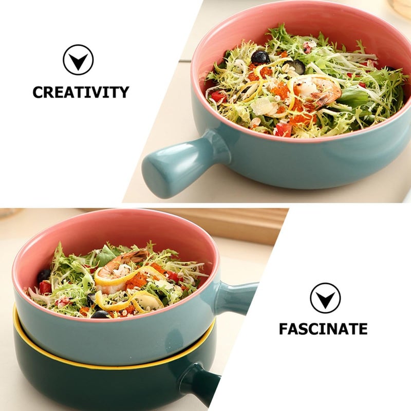 Ceramic Ramen Bowl with Handle Microwave Dishwasher Safe for Soup Salad Rice - Image 4