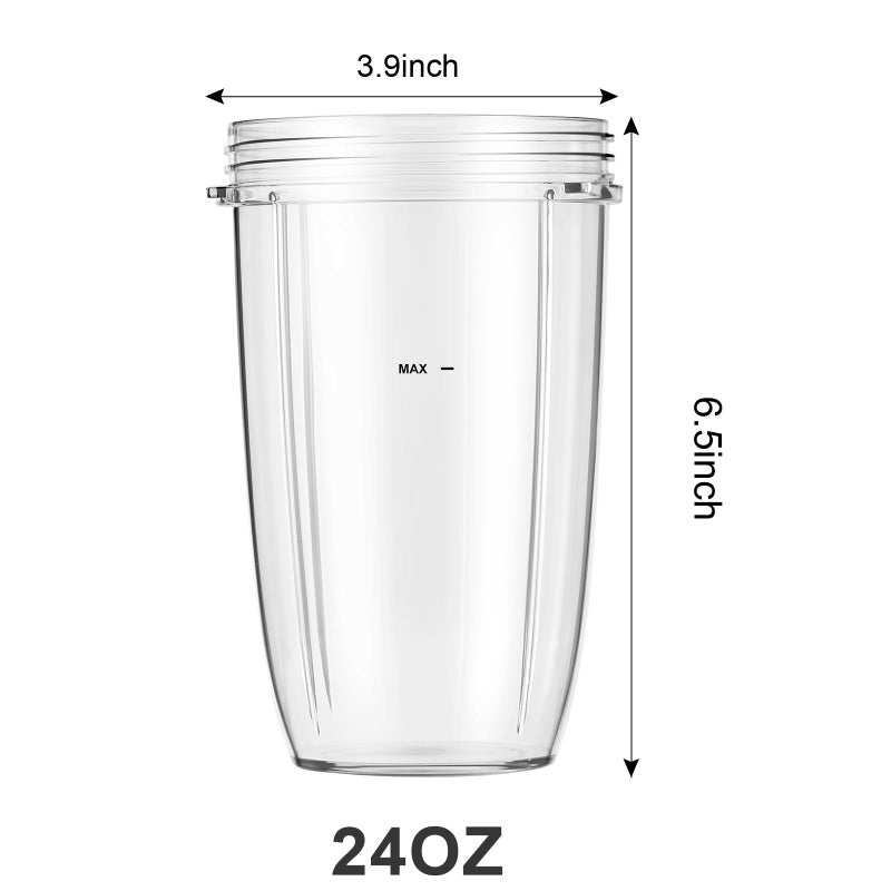 LVAINIT Blender Cups 24oz Cups with Flip-Top To-Go-Lids Fit for NutriBullet Blender 600W Pro 900W NutriBullet Replacement Parts - Image 3
