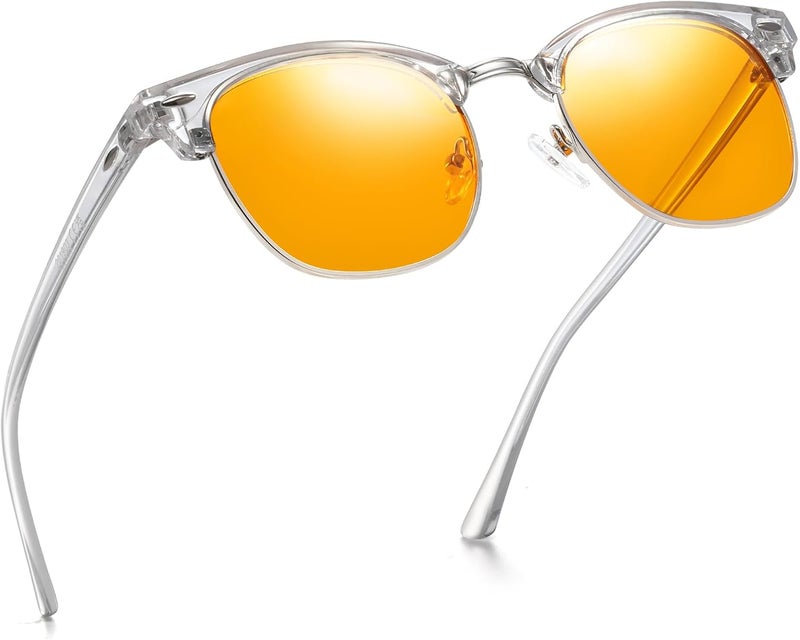 AOMASTE Store Blue Light Blocking Glasses Vintage Half Frame UV Clear Lens Anti Eyestrain Computer Gaming Glasses for Women Men(P53) - Image 1