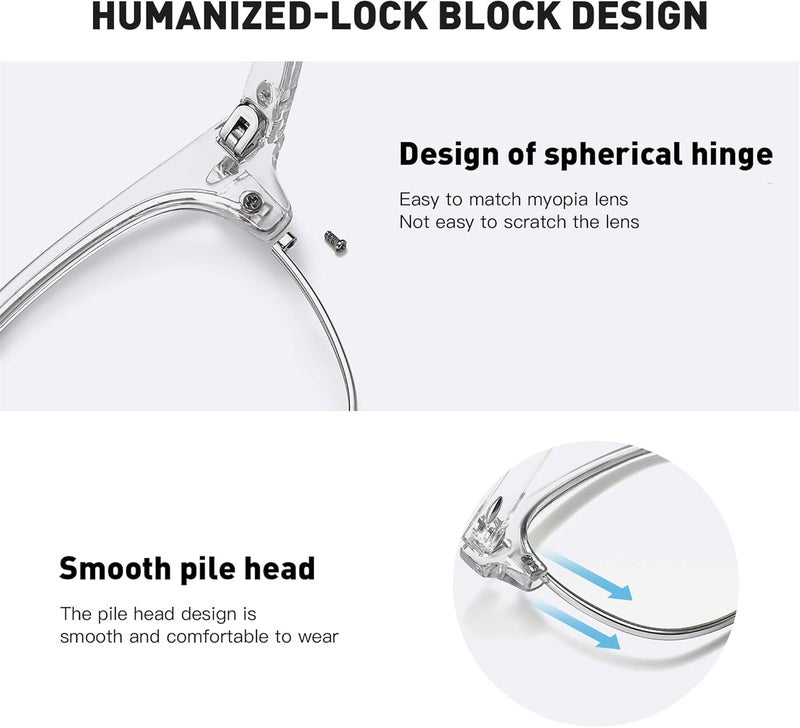 AOMASTE Store Blue Light Blocking Glasses Vintage Half Frame UV Clear Lens Anti Eyestrain Computer Gaming Glasses for Women Men(P53) - Image 5