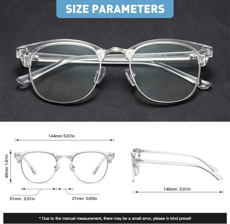 AOMASTE Store Blue Light Blocking Glasses Vintage Half Frame UV Clear Lens Anti Eyestrain Computer Gaming Glasses for Women Men(P53) - Image 2