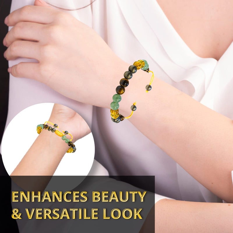 ANAYA AGATE Money Wealth Success Bracelet - Pyrite Green Aventurine Citrine Tiger Eye Bracelet Set Men Women Healing Calming Anxiety Stress Relief Gift - Pulseras Para Hombres Mujer Stocking Stuffers - Image 4