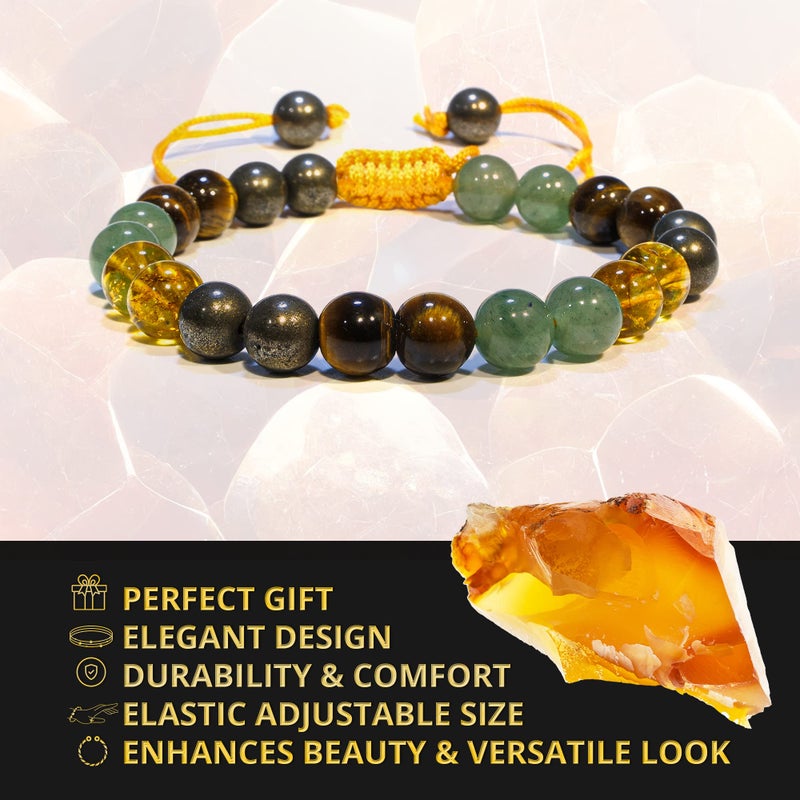 ANAYA AGATE Money Wealth Success Bracelet - Pyrite Green Aventurine Citrine Tiger Eye Bracelet Set Men Women Healing Calming Anxiety Stress Relief Gift - Pulseras Para Hombres Mujer Stocking Stuffers - Image 5