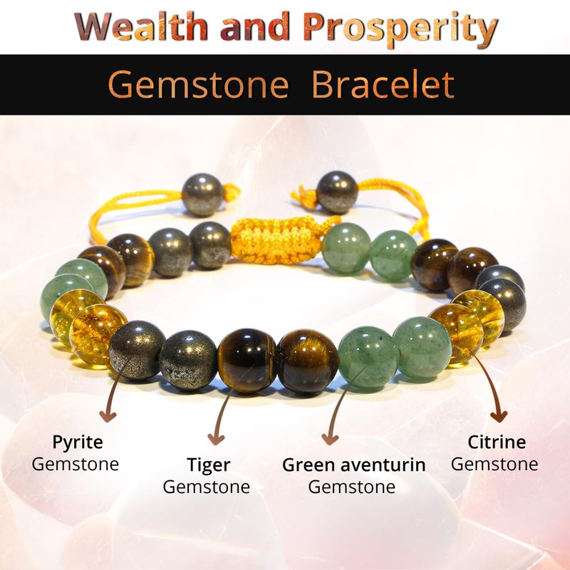 ANAYA AGATE Money Wealth Success Bracelet - Pyrite Green Aventurine Citrine Tiger Eye Bracelet Set Men Women Healing Calming Anxiety Stress Relief Gift - Pulseras Para Hombres Mujer Stocking Stuffers - Image 3