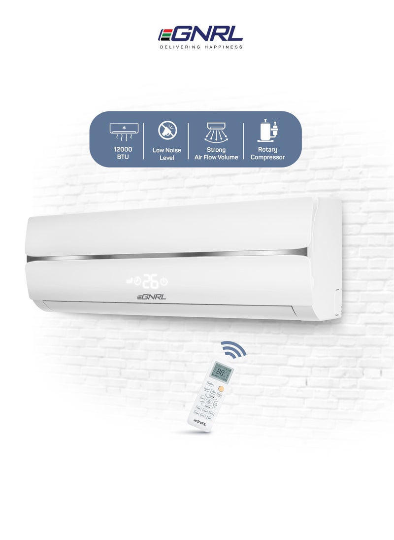 EGNRL Split AC White 12000 BTU T1 Rotary R410a, EG12C, 2024 New Series Model, 1 Ton with 3M Pipe Kit, Golden Fin, Rotary, 1 Year Manufacturer Warranty, 1 Year Compressor Warranty  - Image 1