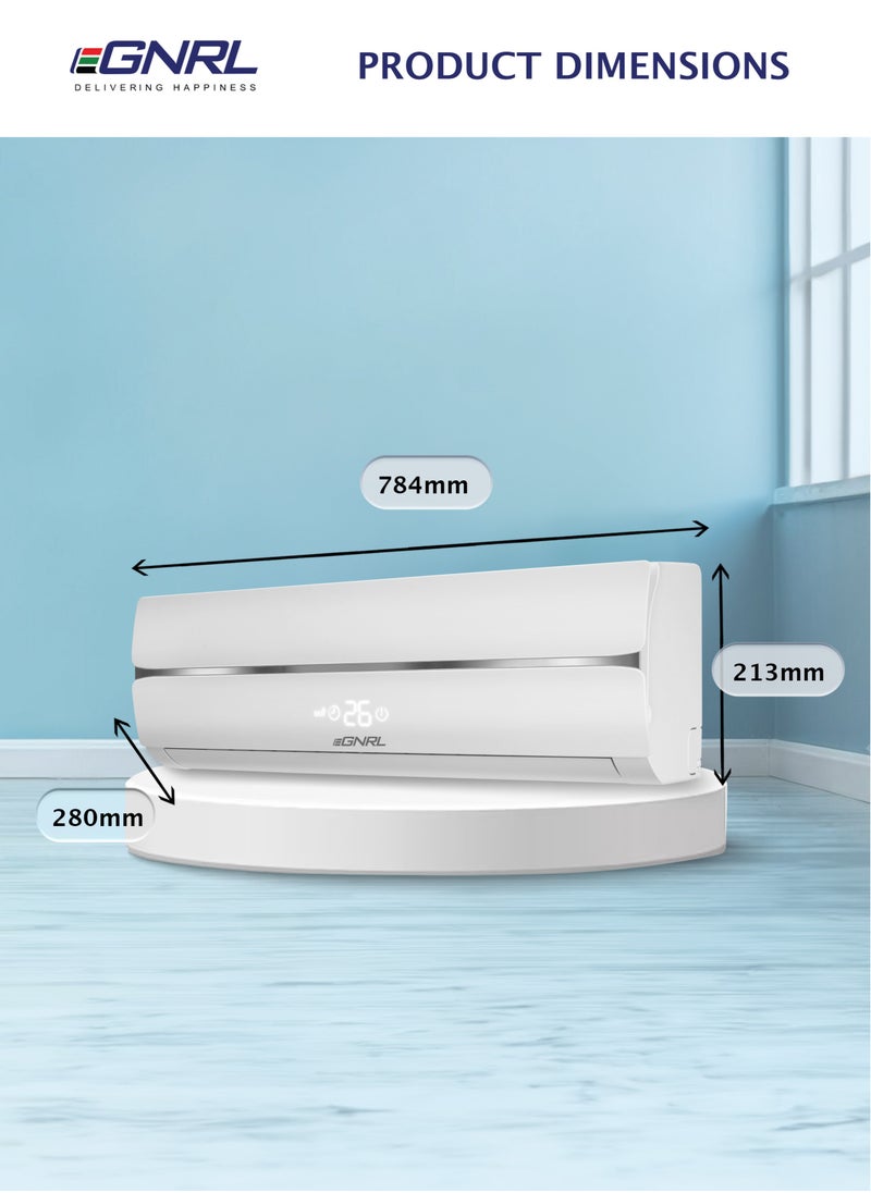 EGNRL - Split AC White 12000 BTU T1 Rotary R410a, EG12C, 2024 New Series Model, 1 Ton with 3M Pipe Kit, Golden Fin, Rotary, 1 Year Manufacturer Warranty, 1 Year Compressor Warranty - Image 1