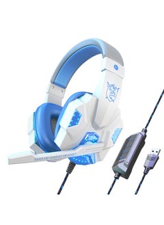 White and blue USB glowing headphones