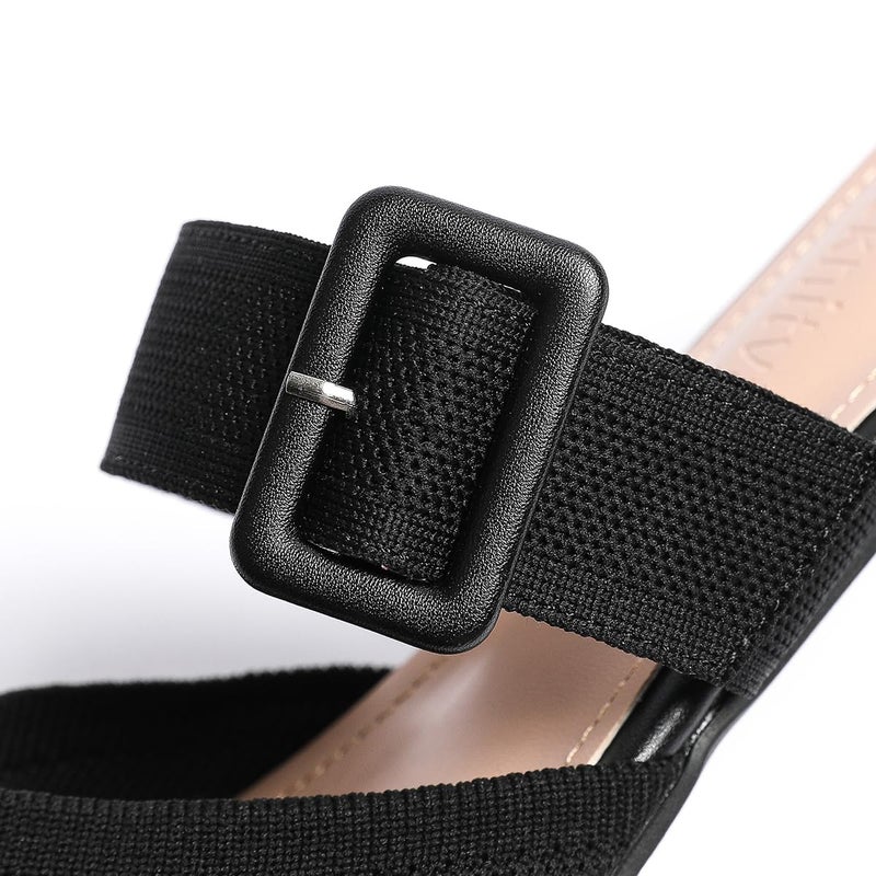 Meknitva Pointed Toe Mules for Women Flatsï¼ŒWide Width Mulesï¼ŒSlip On Mules Backlessï¼Œ Black Size 8 - Image 5