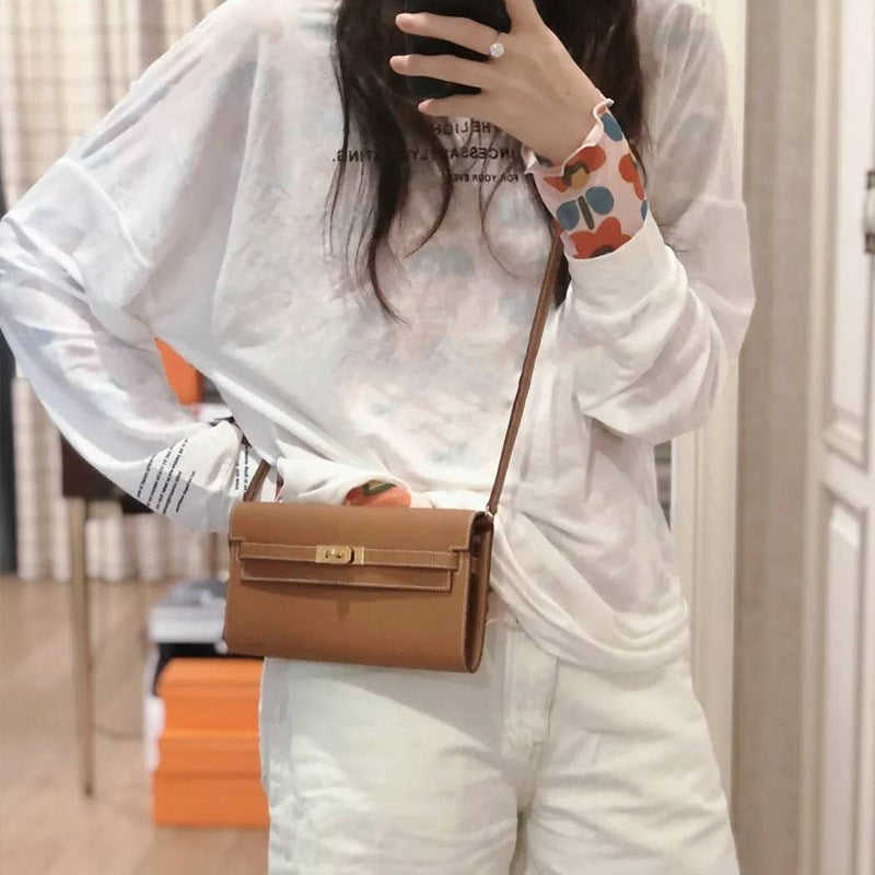 New Togo Kelly Wallet Women'S Long Cowhide Clutch Bag Single Shoulder Diagonal Mobile Phone Bag Wallet Card Slot Functional Bag - Image 4