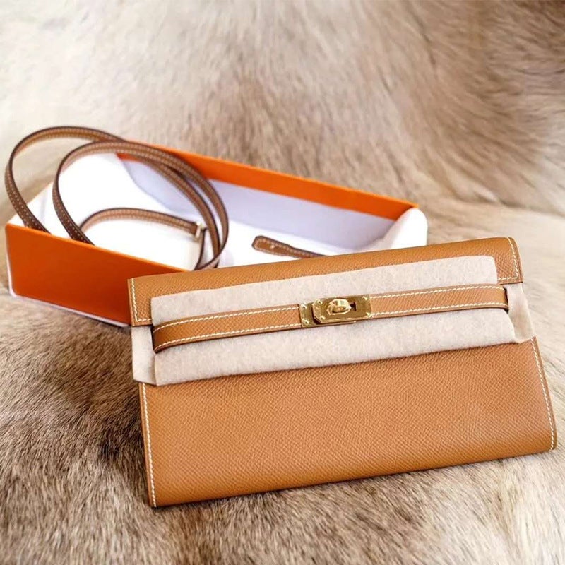 New Togo Kelly Wallet Women'S Long Cowhide Clutch Bag Single Shoulder Diagonal Mobile Phone Bag Wallet Card Slot Functional Bag - Image 1