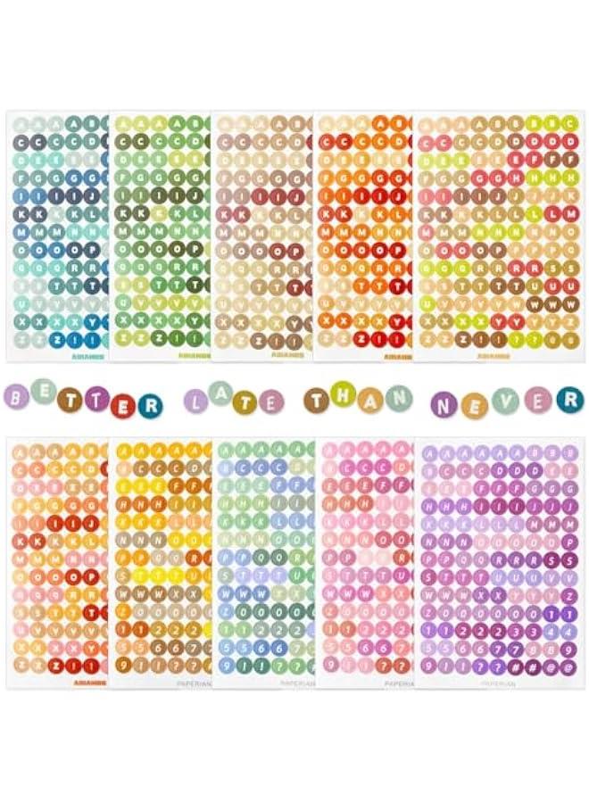 HOOKOR 10 Sheets Colorful Letter Stickers Alphabet Letter and Number Stickers Self Adhesive Alphabet Letter Scrapbooking Stickers Decorative DIY Crafts Stickers  - Image 1