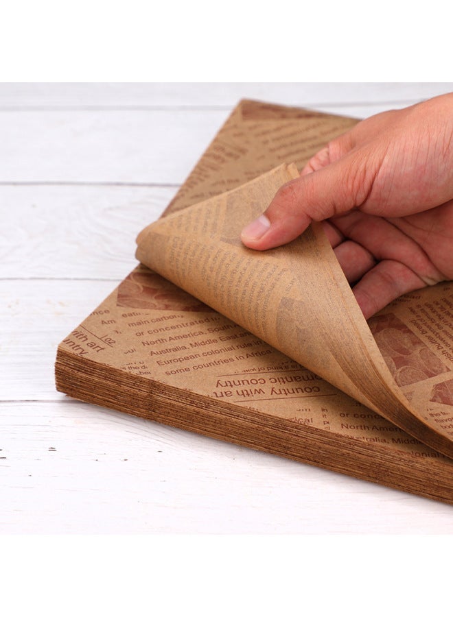 American Oil-proof Paper Pad Paper Fried Snack Oil-proof Paper Bread Plate Paper Baking Oil-proof Paper Fried Chicken Oil-proof Paper Oil Absorbing-Color:200 Sheets-Specifications:15*15cm Coffee Grid