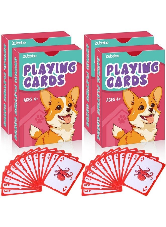 Zubebe 4 Sets Card Game, Go Fish, Animal Playing Cards, Educational Games for Family Game Night, Great Gift for Birthday Holiday Easter Basket Stuffers(Animal Theme) - Image 1
