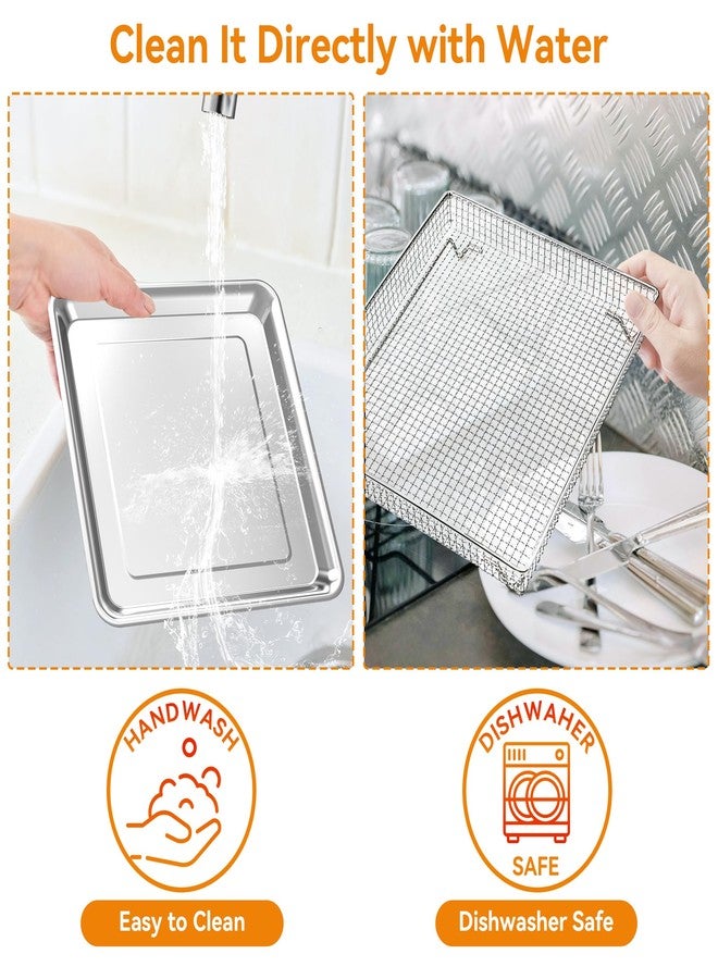 SettleDown 2 PCS Stainless Steel Baking Tray Pan Compatible with Cuisinart Toaster Oven Tray,Suitable for Cuisinart Air Fryer TOA-060 and TOA-065, Cookie & Bread Baking Sheet Pan (12.4x10.06 inch) - Image 3