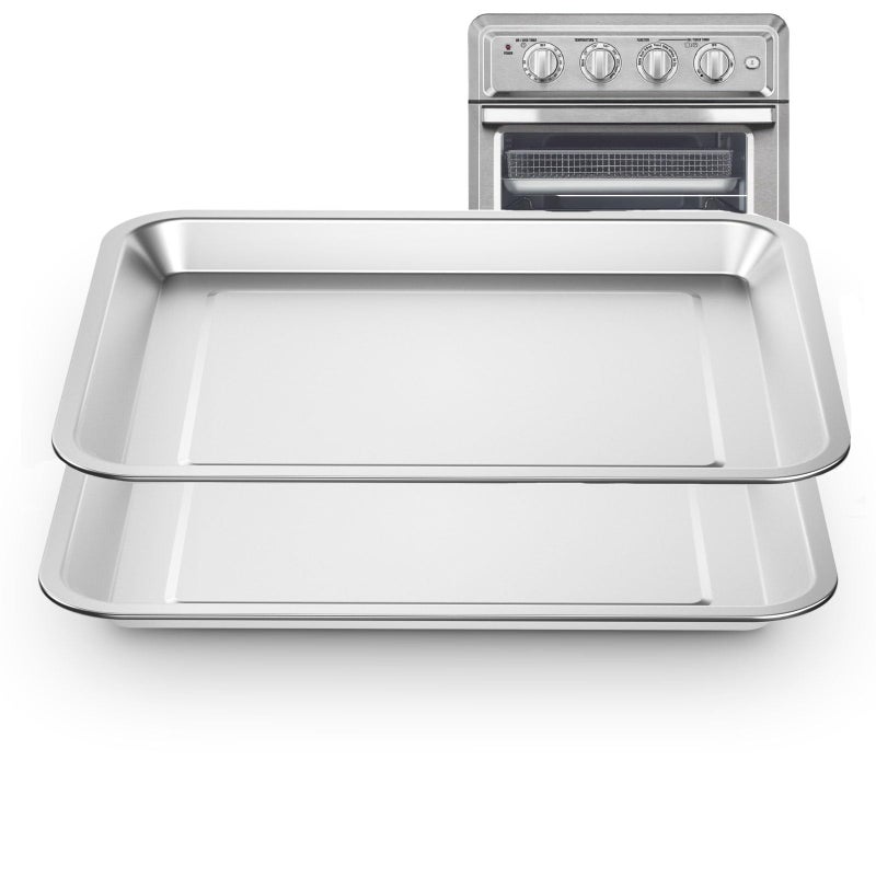 SettleDown 2 PCS Stainless Steel Baking Tray Pan Compatible with Cuisinart Toaster Oven Tray,Suitable for Cuisinart Air Fryer TOA-060 and TOA-065, Cookie & Bread Baking Sheet Pan (12.4x10.06 inch) - Image 1