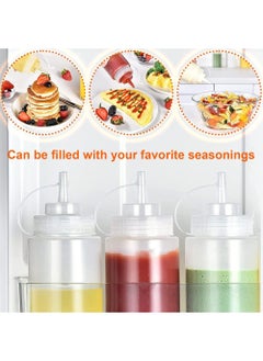 YOUGE 3 Pcs Plastic Squeeze Sauce Bottles, Squeezer Clear with Nozzle Caps, Reusable Squeeze Condiment Bottles Dispensers Suitable for Mustard Olive Oil Jam Ketchup Salad Dressing(250ML)  - Image 5