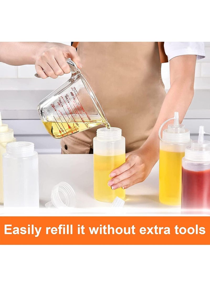 YOUGE - 3 Pcs Plastic Squeeze Sauce Bottles, Squeezer Clear with Nozzle Caps, Reusable Squeeze Condiment Bottles Dispensers Suitable for Mustard Olive Oil Jam Ketchup Salad Dressing(250ML) - Image 1
