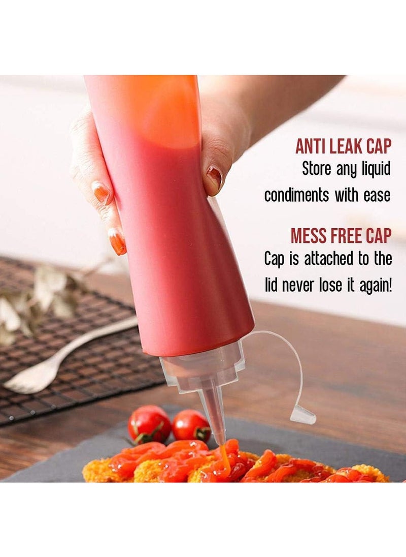 YOUGE - 3 Pcs Plastic Squeeze Sauce Bottles, Squeezer Clear with Nozzle Caps, Reusable Squeeze Condiment Bottles Dispensers Suitable for Mustard Olive Oil Jam Ketchup Salad Dressing(250ML) - Image 1