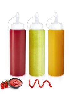 YOUGE 3 Pcs Plastic Squeeze Sauce Bottles, Squeezer Clear with Nozzle Caps, Reusable Squeeze Condiment Bottles Dispensers Suitable for Mustard Olive Oil Jam Ketchup Salad Dressing(250ML)  - Image 1