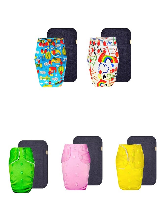 حفاضات قماشية فاخرة من دمبلدو مع حشوة رمادية (عبوة من 5) | ملائمة ومريحة | تسمح بمرور الهواء | سهلة التنظيف | موثوق بها من قبل الأمهات | من 3 أشهر إلى 3 سنوات | مناسبة للجنسين - Image 1