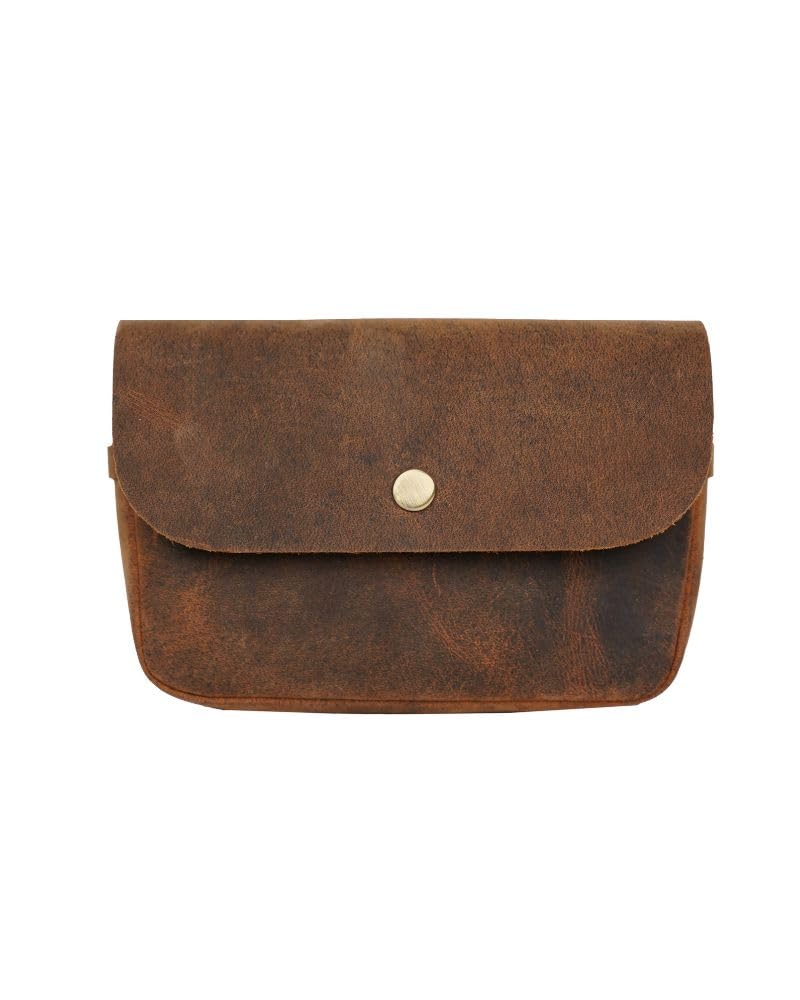 Trip Machine Company Genuine Leather Motorcycle Front Handlebar Leather Bag | Moto Backrail Sidekick Pouch | Shoulder Bag | Fanny Pack (Mocha) - Image 1