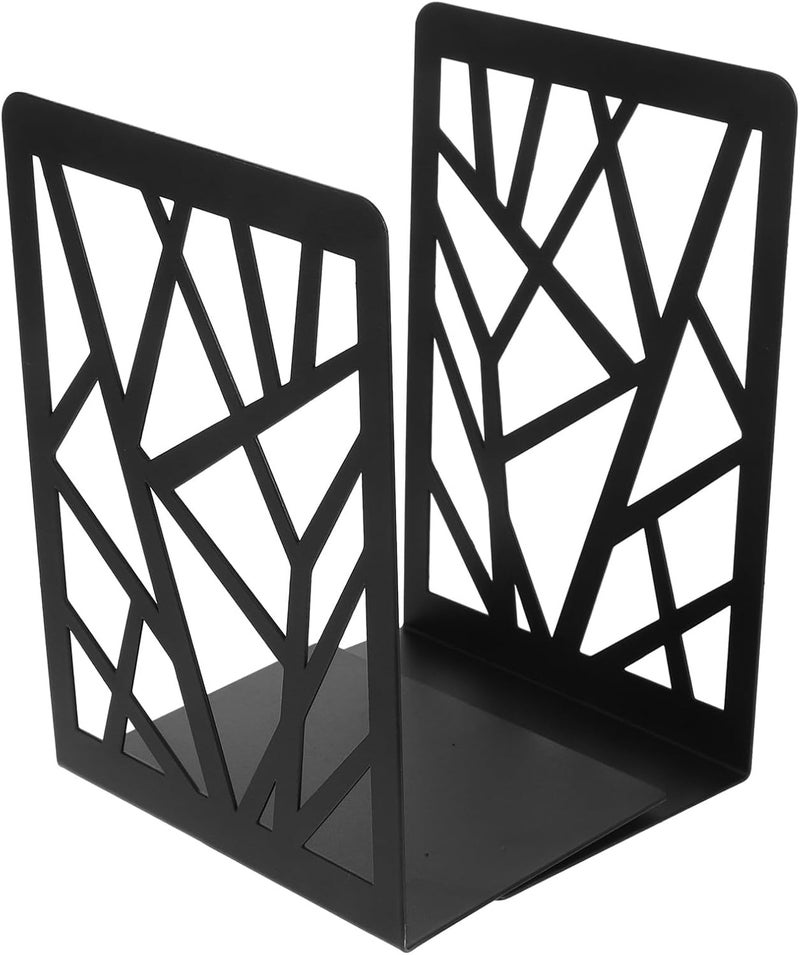 TIDTALEO Heavy Duty Metal Bookends for Shelves, 2pcs Dark-Colored Book Holders and Stoppers, Non-Skid Bookends for Office and Home Bookshelf Organization - Image 1