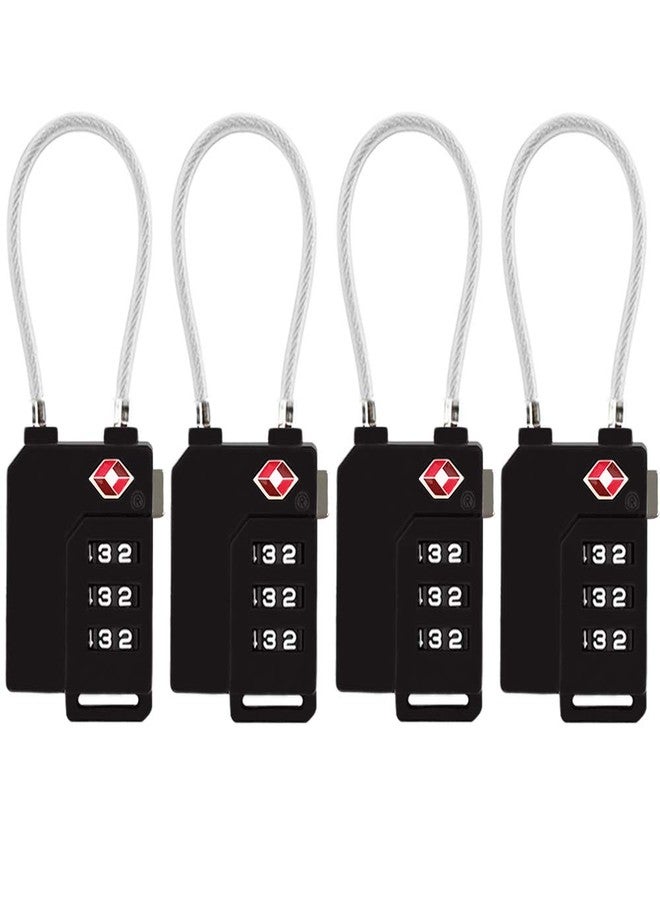 Zhovee TSA Lock Security 3 Digit Combination Suitcase Luggage Bag Code Lock Padlock (Black-4-Pack) - Image 1