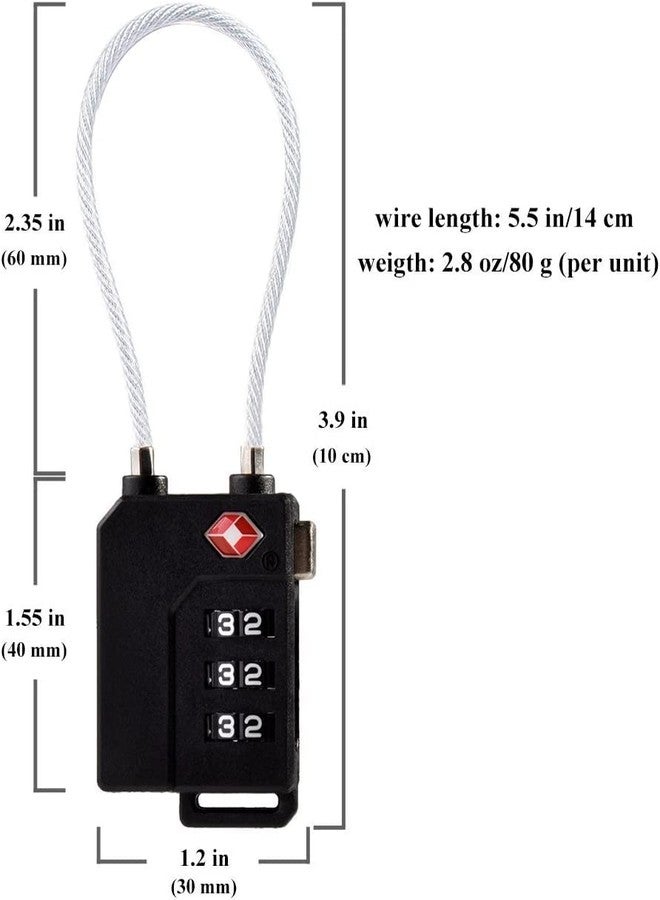 Zhovee TSA Lock Security 3 Digit Combination Suitcase Luggage Bag Code Lock Padlock (Black-4-Pack) - Image 4