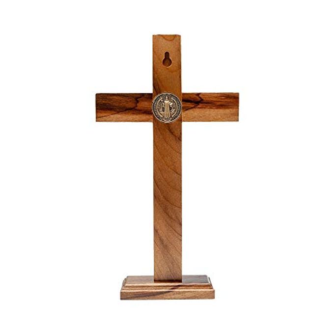 Intercession Wall and Table Wood Cross Crucifix (10 inches Antique Gold) - Image 3