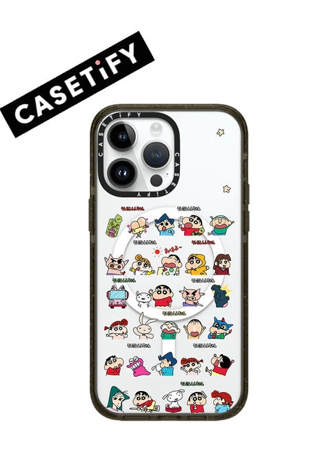 Apple iPhone 14 Pro Max Case,Crayon Shinchan Stickers Magnetic Adsorption Phone Case - Semi transparent