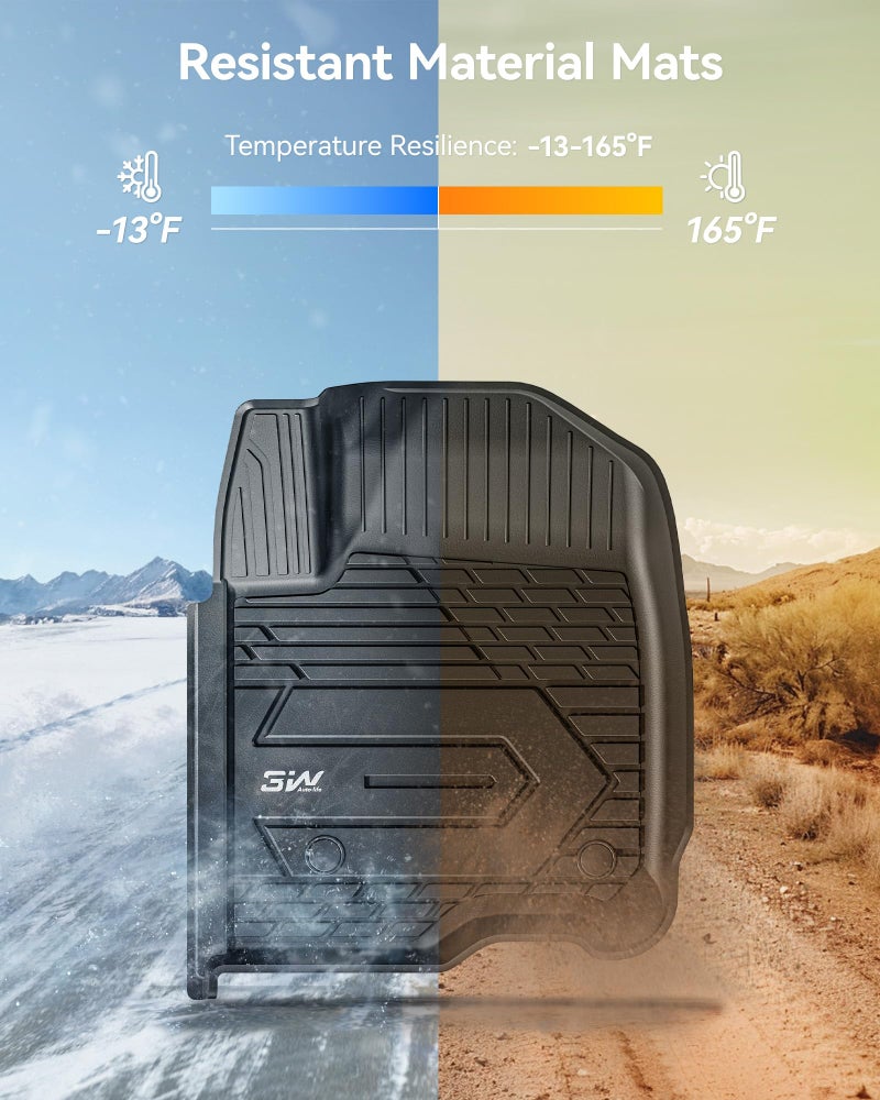 3W Floor Mats Fit for 2019-2025 2026 Chevy Silverado/GMC Sierra Denali 1500 & 2020-2025 2026 GMC Sierra 2500/3500 HD Crew Cab TPE All Weather Floor Liner, Fit For 2nd Row with Factory Carpeted Storage - Image 5