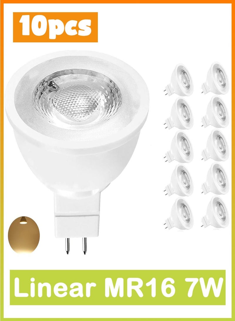 10 عبوات MR16 LED لمبات غير قابلة للتعتيم، GU5.3 قاعدة ثنائية الدبوس MR16 LED، 7 وات (ما يعادل 70 وات) 3000 كلفن دافئة للأضواء الموضعية، راحة، أضواء التتبع، 240 فولت - Image 1