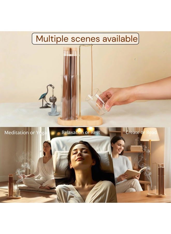 Fving Incense Holder with Ash Catcher,2 in 1 Incense Burner for Sticks,Wooden Anti-ash Incense Stand Set with 3 Acrylic Tubes Birthday Gift for Women Mother Girl Friend Meditation Yoga Spa Home Office - Image 5