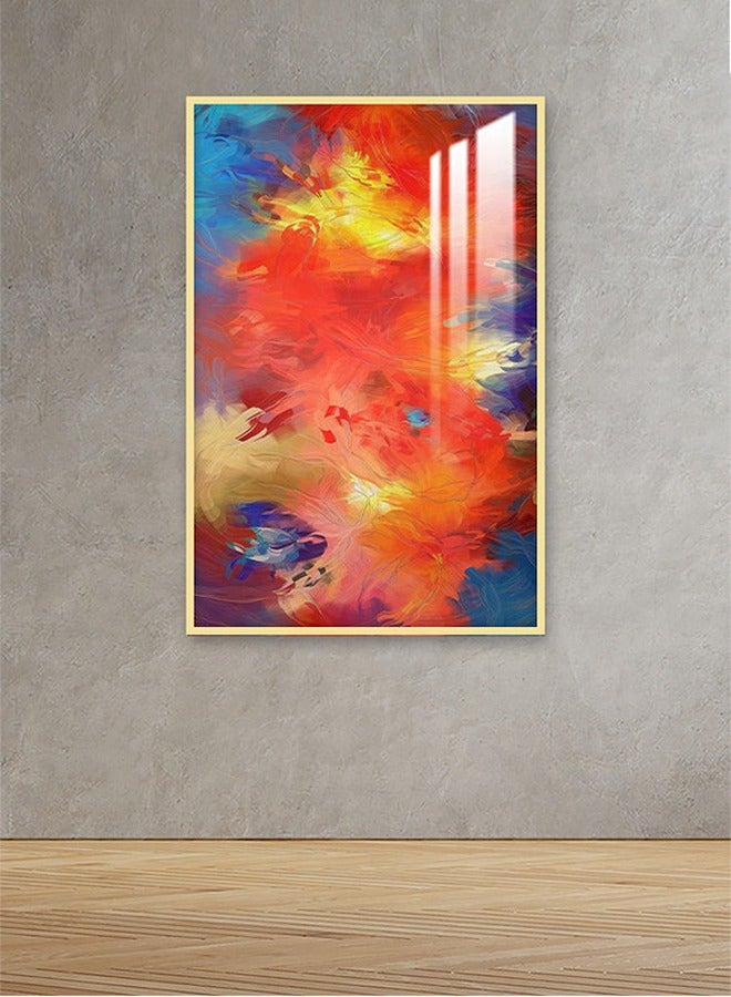 ماركتنا لوحة جدارية120×80سم مع برواز ذهبي وطبقة اكريلك شفاف بتصميم تجريدي - Image 1