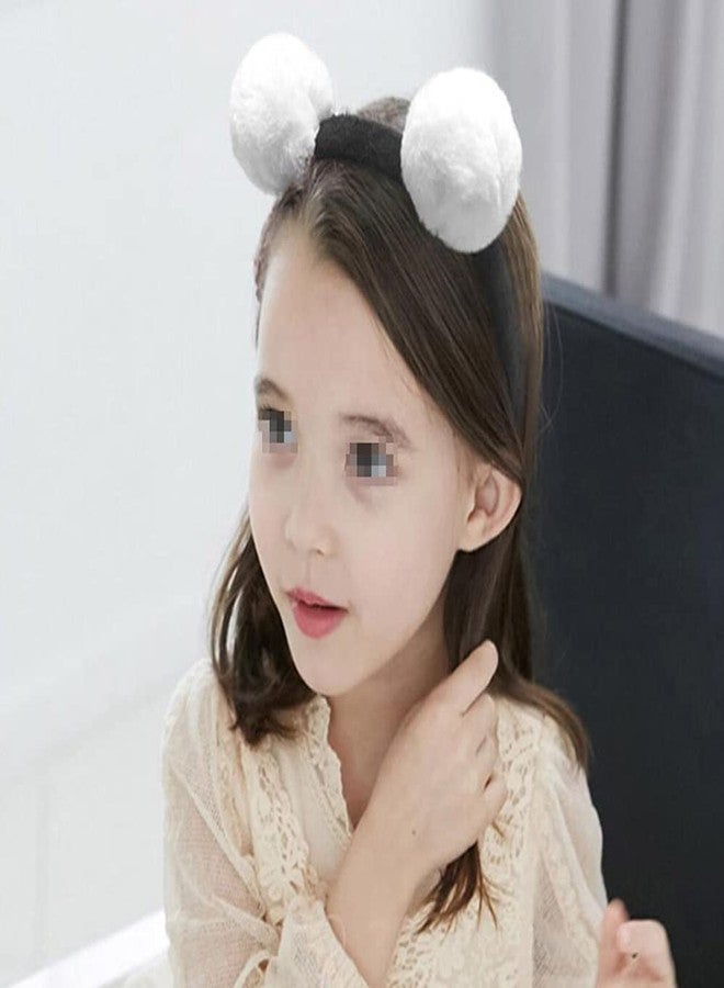 Erioctry 3 Pcs Cute Panda Ears Headbands Plush Pom Pom Headbands Hair Bands Hoop Costume Hair Accessories for Womens Birthday Party Halloween Costume Christmas - Image 4