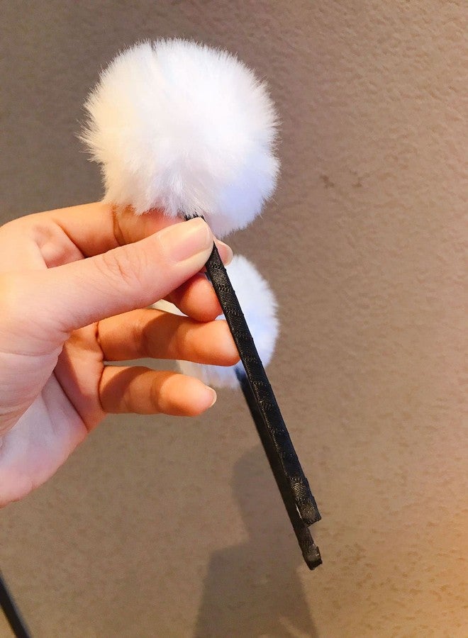 Erioctry 3 Pcs Cute Panda Ears Headbands Plush Pom Pom Headbands Hair Bands Hoop Costume Hair Accessories for Womens Birthday Party Halloween Costume Christmas - Image 3