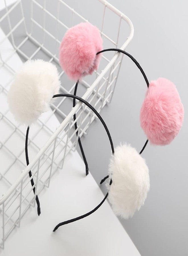 Erioctry 3 Pcs Cute Panda Ears Headbands Plush Pom Pom Headbands Hair Bands Hoop Costume Hair Accessories for Womens Birthday Party Halloween Costume Christmas - Image 2
