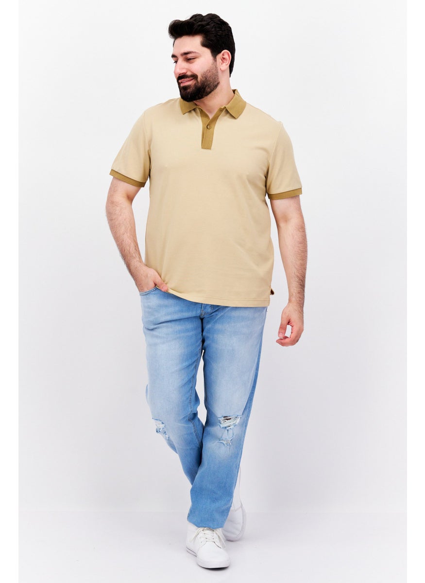 ESPRIT Men Regular Fit Plain Short Sleeve Polo Shirt, Khaki  - Image 2
