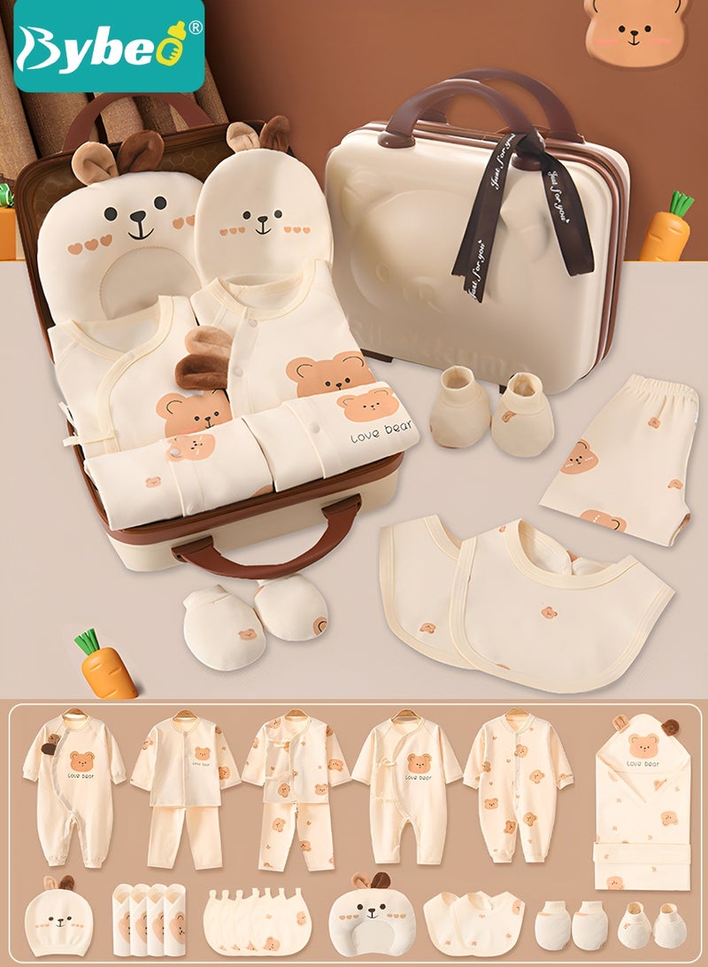 Bybeo 26PCS Newborn Baby Gifts Set, Newborn Layette Gift Set, Baby Clothes Accessories Set for Boys and Girls, Premium Cotton, Perfect Gift Box with Beautifully Suitcase for Spring Summer Autumn Winter - Image 1