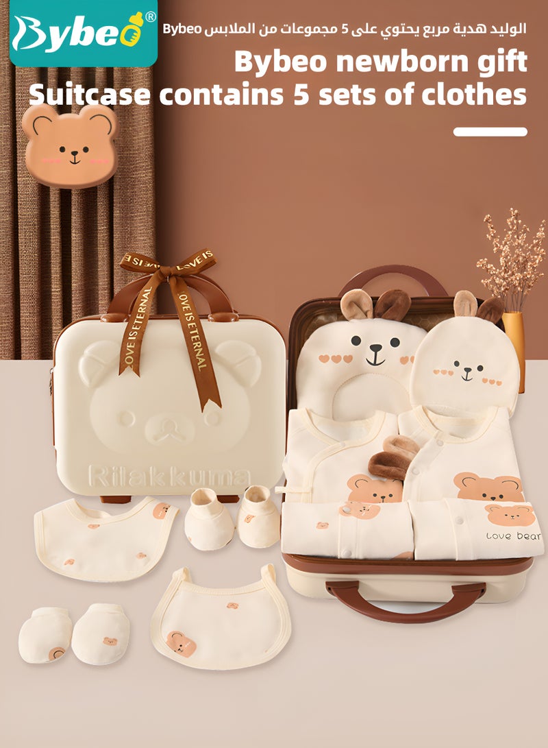 Bybeo 26PCS Newborn Baby Gifts Set, Newborn Layette Gift Set, Baby Clothes Accessories Set for Boys and Girls, Premium Cotton, Perfect Gift Box with Beautifully Suitcase for Spring Summer Autumn Winter - Image 2