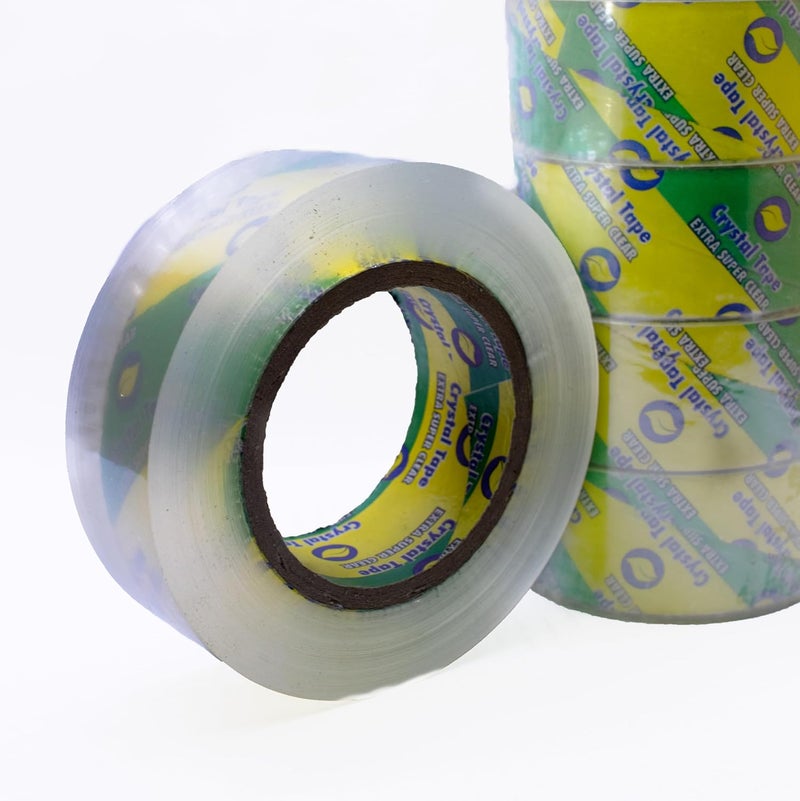 6 Roll Strong Crystal Adhesive Tape (Slotep) High Quality â€“ 200m x 4.2cm, Super Strong Adhesive for Packaging & Shipping, Waterproof & High Adhesion