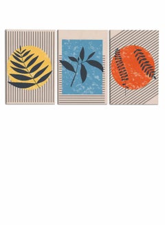 LOWHA Set Of 3 Framed Canvas Wall Arts Stretched Over Wooden Frame, Abstract Boho Foliage Paintings, For Home, Living Room, Office Decor  - Image 4