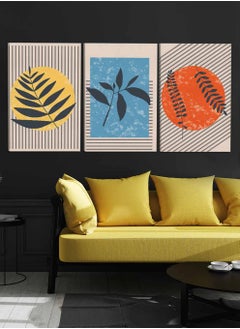 LOWHA Set Of 3 Framed Canvas Wall Arts Stretched Over Wooden Frame, Abstract Boho Foliage Paintings, For Home, Living Room, Office Decor  - Image 2
