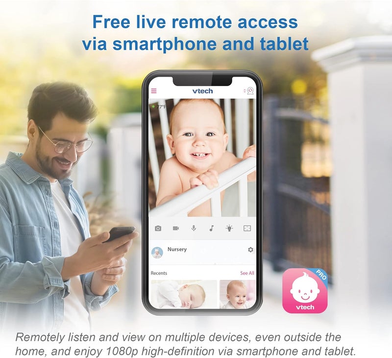 VTech RM9751 Yellow Daisy Smart Wi-Fi Baby Camera - Image 3