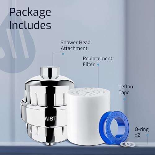 Mist Shower Filter for Hard Water Improves Skin, Hair, and Nails - High Output Shower Head Filter Softens Water and Removes Chlorine and Heavy Metals, Chrome - Image 2
