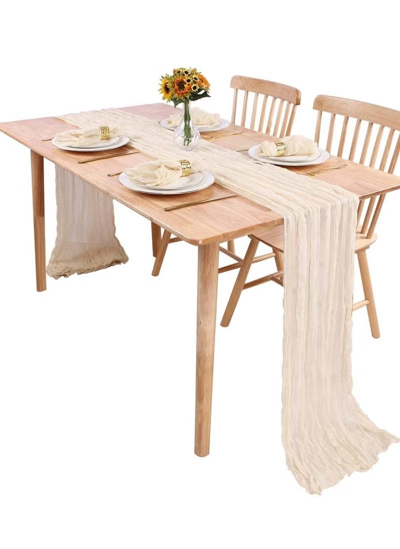 Generic - 90 x 400 CM Cheesecloth Table Runner,  Boho Gauze Table Decor, Translucent Tablecloth for Wedding Reception Bridal Shower Party Decoration Table Centerpiece(Beige) - Image 1
