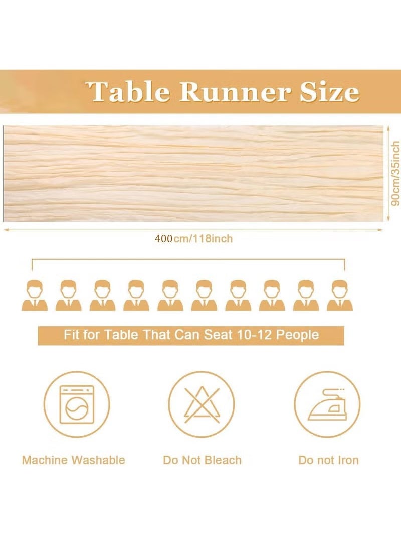 Generic - 90 x 400 CM Cheesecloth Table Runner,  Boho Gauze Table Decor, Translucent Tablecloth for Wedding Reception Bridal Shower Party Decoration Table Centerpiece(Beige) - Image 1